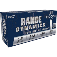 Fiocchi Range Dynamics .38 Special 158gr FMJ, 730 fps Velocity