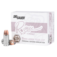 Sig Sauer Rose 9mm 115gr JHP V-Crown, Nickel Plated Self-Defense
