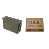 Winchester 5.56 NATO Service Grade 55 Grain M193 FMJ Ammunition + Ammo Can