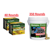 Remington 124 Grain +P Bonded JHP 40rds & 115 Grain FMJ 350rds - 390 Rounds Total