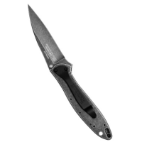 Kershaw Leek Assisted Folding Knife, 3" Blade, Black Stonewashed Steel