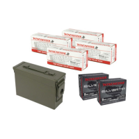Winchester 9MM FMJ 124 GRAIN 600 RDS + Silvertip 9MM JHP 147GR +P 40 RDS + MILITARY AMMO CAN