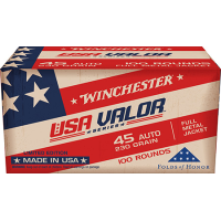 Winchester Ammo USAV45A USA Valor 45 ACP 230 gr Full Metal Jacket (FMJ)