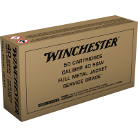 Winchester Service Grade 40 S&W 165 Grain Full Metal Jacket Flat Nose