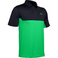 Under Armour Mens Golf Polo 2.0 Colorblock Shirt, Black/Vapor Green - SM