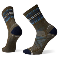 Smartwool Mens Light Cushion Spiked Stripe Crew Socks, Military Olive, XL