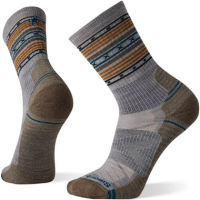 Smartwool Hike Light Spiked Stripe Crew Socks, Military Olive - Size Large