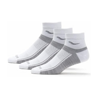 Saucony Unisex Inferno Ultralight Quarter 3-Pack Socks, White, Medium