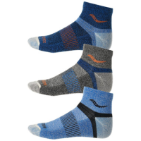 Saucony Inferno Merino Wool Quarter Socks 3 Pack, Blue, L