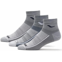Saucony Ultralight Quarter Socks 3 Pack, Grey, L