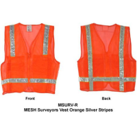 Mesh Surveyors Vest Orange Silver Stripes - Large