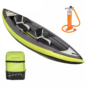 Itiwit inflatable Recreational Sit-On Kayak With Pump, 2 Person in Lime Green