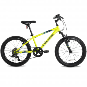 Btwin Rockrider St500, Mountain Bike, 20", Kids 3'11" To 4'5" in Fluoresent Lime Yellow