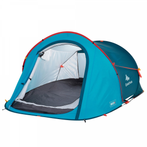 Quechua 2 Second, Waterproof Pop Up Camping Tent, 2 Person in Storm Gray