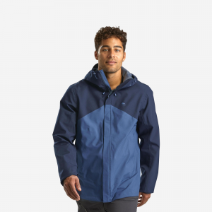 Quechua Men's Mh150 Waterproof Rain Jacket in Asphalt Blue, Size XL