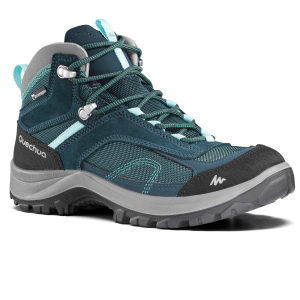 Quechua Women's Mh100 Waterproof Mid Hiking Shoes in Dark Petrol Blue, Size 9.5