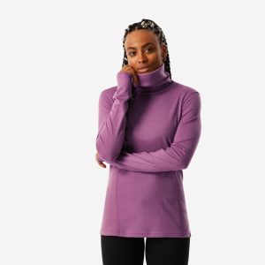 Wedze Women's Ski Base Layer Top - Bl 900 Wool Neck - Pink in Purple, Size XL
