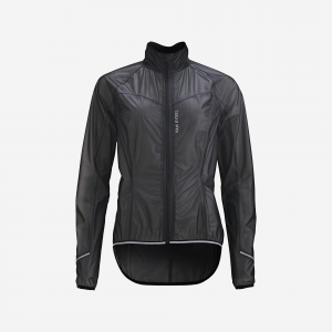 Van Rysel Women's 900, Ultralight Reflective Rain Cycling Jacket in Black, Size Large