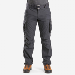 Forclaz Men's Travel Backpacking Cargo Pants - Travel 100 Grey in Carbon Gray, Size W46"