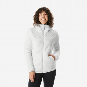 Quechua Women's Sh100 U-Warm Fleece Jacket in Snowy White, Size 3XL