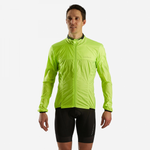 Van Rysel Men's, Ultra-Light Windproof Road Cycling Jacket in Fluoresent Lime Yellow, Size XL