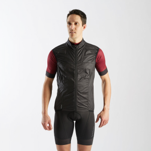 Van Rysel Men's Ultra-Light Sleeveless Road Cycling Windbreaker Jacket in Black, Size XL