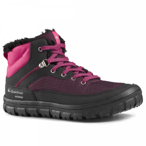 Quechua Kid's Sh100 Warm, Waterproof Lace-Up Hiking Boots in Damson, Size W7.5/M6