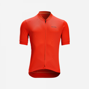 Van Rysel Men's Short-Sleeved Road Cycling Summer Jersey Rc100 - Red in Bright Tomato, Size XL