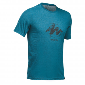 Quechua Men's Hiking T-Shirt Nh100 in Turquoise, Size XL