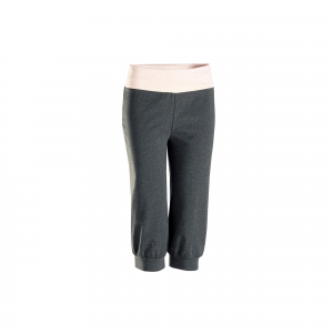 Kimjaly Women's Domyos Cotton Cropped Yoga Pants in Dark Gray, Size W45 L31