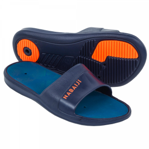 Nabaiji Kid's Slap 500, Pool Sandals in Navy Blue, Size 3.5 - 4C