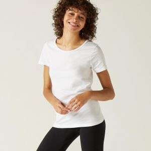 Domyos Women's Fitness T-Shirt 100 - White in Snow White, Size 3XL