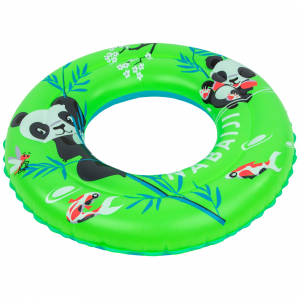 Nabaiji Swimming Inflatable 51 Cm Pool Ring For Kids Aged 3-6 - Green "pandas" Print in Fluoresent Lime