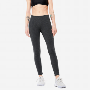 Domyos Women's Slim-Fit Fitness Leggings 100 - Mottled Dark Grey in Gray, Size W26 L30