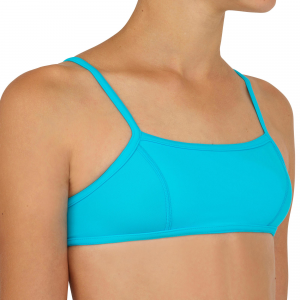 Olaian Girl's Bali 100, Two Piece Bikini Surfing Swimsuit Top in Turquoise Blue, Size 12-13 Years/59"-63"