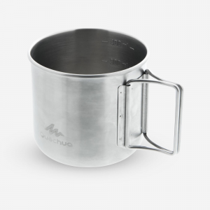 Quechua Mh150, 0.4 L Stainless Steel Camping Mug in Dark Gray