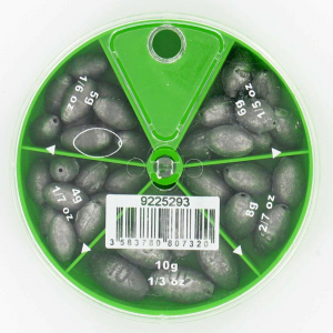 Caperlan Long Drilled Olive 5-Compartment Fishing Sinkers Box in Unspecified, Size 0.04 oz