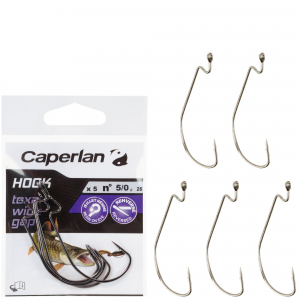 Caperlan, Texan Wide Gap Fishing Hook in Silver, Size 5/0