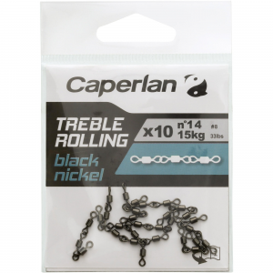Caperlan Fishing Swivel Triple Treble Rolling Black Nickel X10 in Unspecified, Size 18