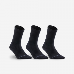 Artengo Rs500, High Tennis Socks, 3-Pack in Black, Size 13 - M15