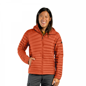 Forclaz Men's Mt100 Hooded Down Puffer Jacket in Orange, Size XL