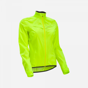 Van Rysel Women's Racer Rainproof Jacket in Fluoresent Lime Yellow, Size XS