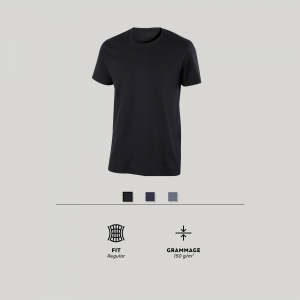 Domyos Men's Slim-Fit Fitness T-Shirt 500 in Black, Size XL