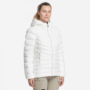 Forclaz Women's Mt500 Hooded Down Puffer Jacket in White, Size 2XL