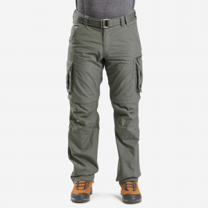 Forclaz Men's Travel Backpacking Zip-Off Cargo Pants - Travel 100 Zip-Off - Khaki in Khaki Brown, Size 3XL - 4XL