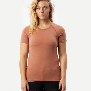 Forclaz Women's Seamless Short-Sleeved Merino Wool Backpacking T-Shirt - Mt900 in Sepia, Size XL