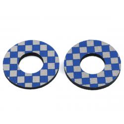 Flite BMX MX Grip Donuts Anodized Checkers (Blue/Chrome) (Pair) - FBX-GD-AN-CH-BU