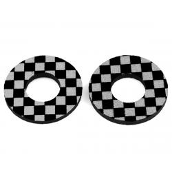 Flite BMX MX Grip Donuts Anodized Checkers (Black/Chrome) (Pair) - FBX-GD-AN-CR-BK