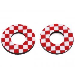 Flite BMX MX Grip Checker Donuts (Red/White) (Pair) - FBX-GD-CC-RD-WH