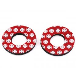 Flite Iron Cross Grip Donuts by Flite (White/Red) (Pair) - FBX-GD-IC-RD-WH